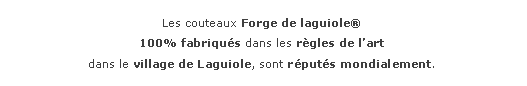 Zone de Texte: Les couteaux Forge de laguiole100% fabriqus dans les rgles de lart
dans le village de Laguiole, sont rputs mondialement.